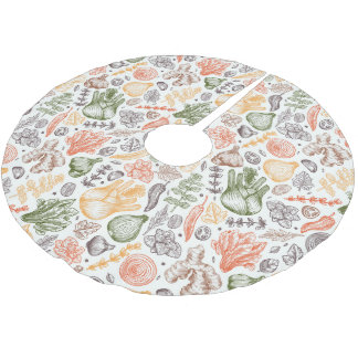 Kitchen Garden Vegetable Pattern Brushed Polyester Tree Skirt
