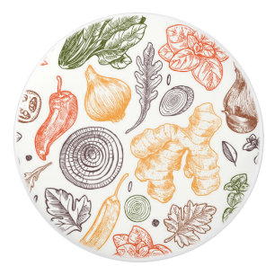 Kitchen Garden Vegetable Pattern Ceramic Knob