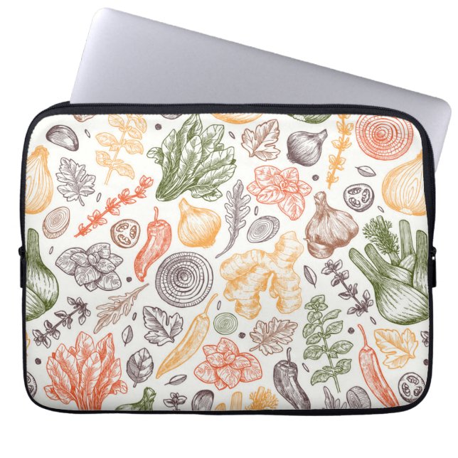 Kitchen Garden Vegetable Pattern Laptop Sleeve (Front)