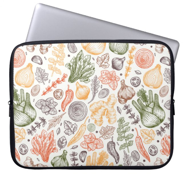 Kitchen Garden Vegetable Pattern Laptop Sleeve (Front)