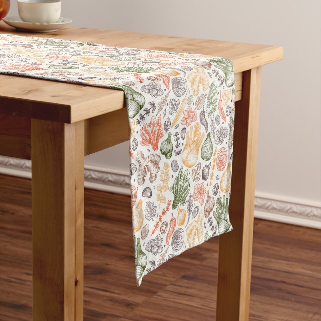 Kitchen Garden Vegetable Pattern Medium Table Runner (In Situ)