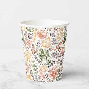 Kitchen Garden Vegetable Pattern Paper Cups