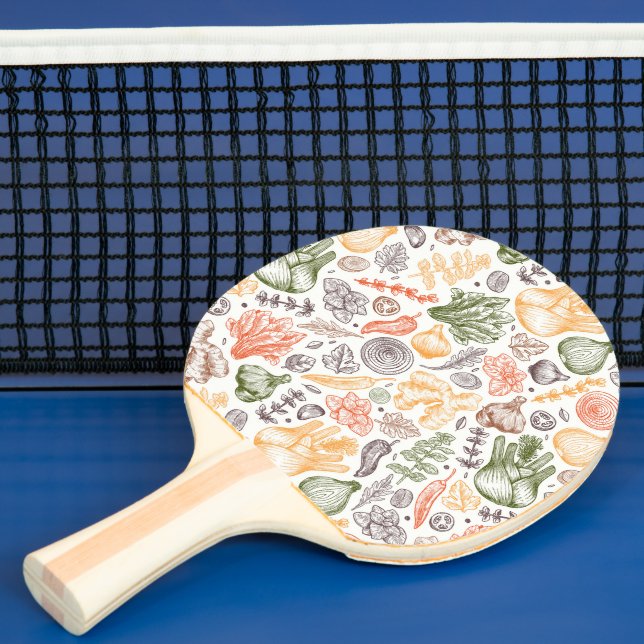 Kitchen Garden Vegetable Pattern Ping Pong Paddle (Insitu)