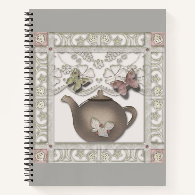 Kitchen glass tea pot beige colours notebook (Front)