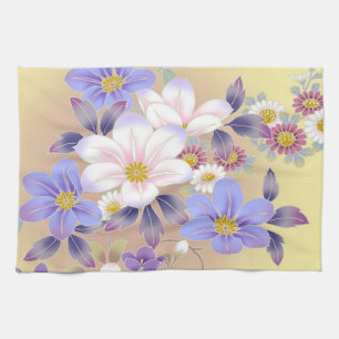 Kitchen Hand Towel/Purple and White Floral Towel