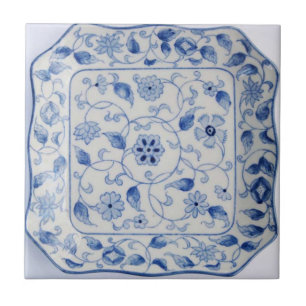 Kitchen hot plate in blue and white tile