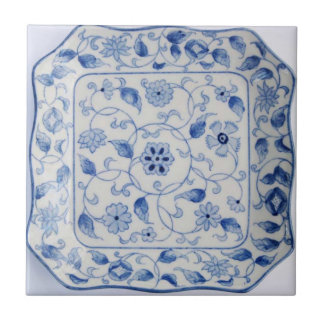 Kitchen hot plate in blue and white tile