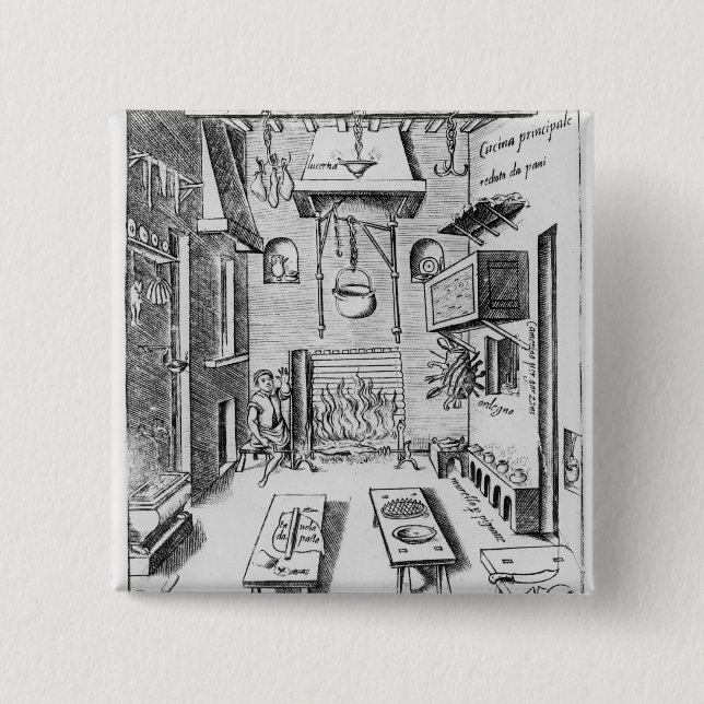 Kitchen interior 2 inch square button (Front)