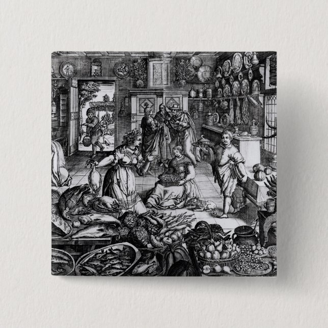 Kitchen Interior 2 Inch Square Button (Front)