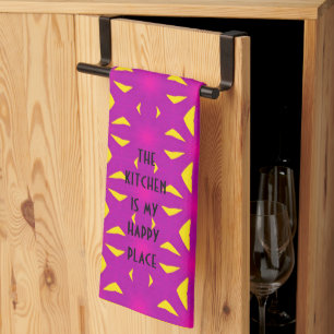 Kitchen Is My Happy Place 90s Retro Tea Towel