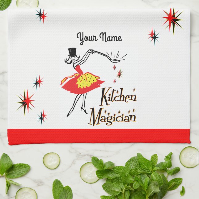Kitchen Magician Custom Retro Cooking Towel (Folded)