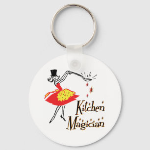 Kitchen Magician Retro Cooking Art Keychain