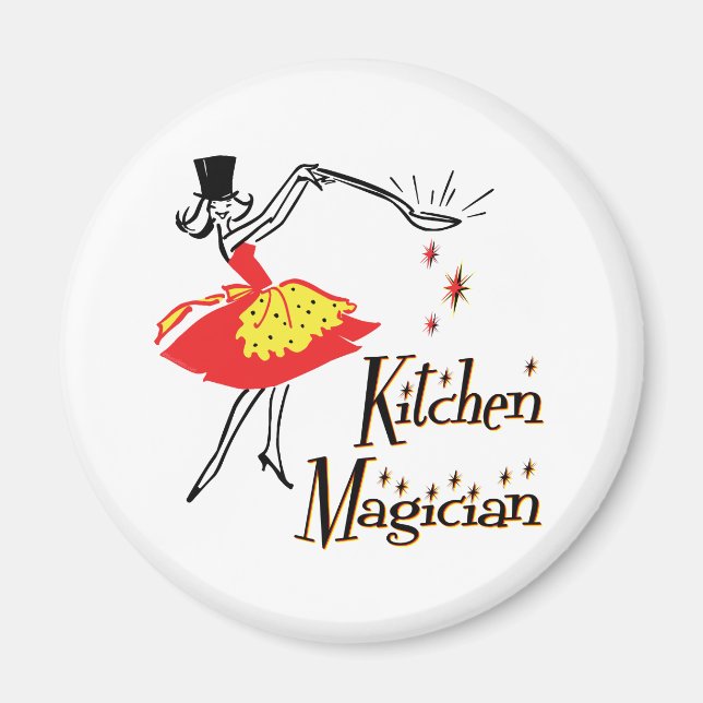 Kitchen Magician Retro Cooking Art Magnet (Front)