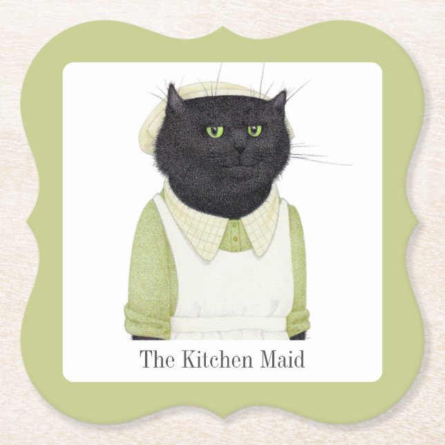 KITCHEN MAID CAT Bracket Paper Coasters + Text (Front)