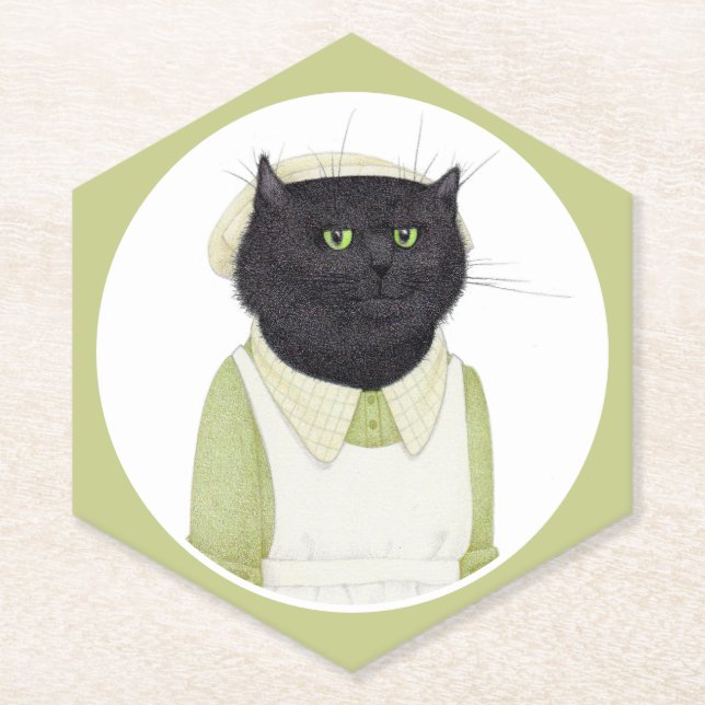 KITCHEN MAID CAT Pointy Hexagon Paper Coasters  (Front)