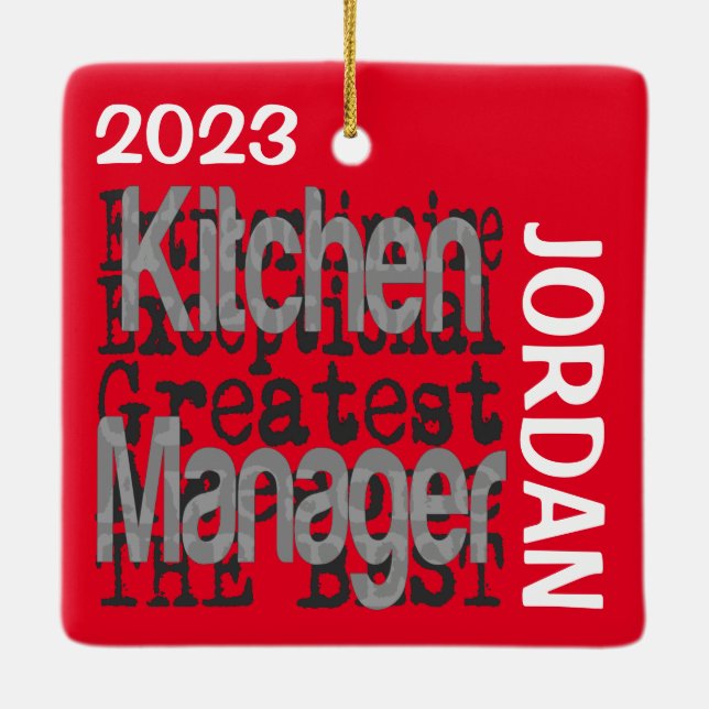 Kitchen Manager Extraordinaire CUSTOM Ceramic Ornament (Back)