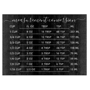 Kitchen Measurement Conversion list Cutting Board