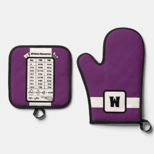 Kitchen Measurement Helper in Eggplant Oven Mitt & Pot Holder Set