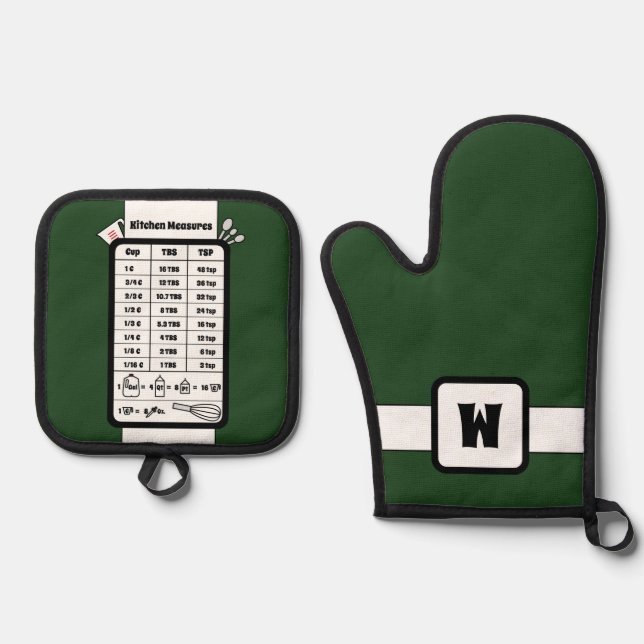 Kitchen Measurement Helper in Forest Oven Mitt & Pot Holder Set (Front)