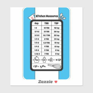 Kitchen Measurement Helper in Robin Egg Sticker