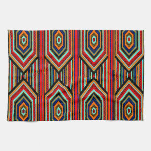 Kitchen Mexican Red Teal Blue Orange Black Inca Kitchen Towel