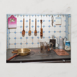 Kitchen of art nouveau postcard