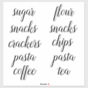 Kitchen Pantry Organization Script Label Sticker