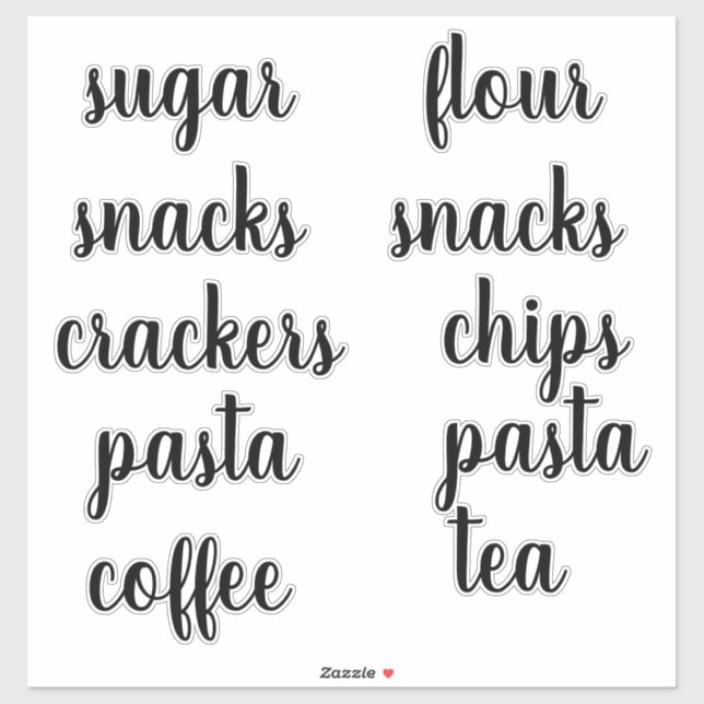 Kitchen Pantry Organization Script Label Sticker (Sheet)