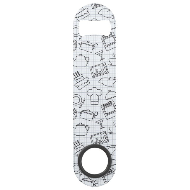 Kitchen Pattern 4 Speed Bottle Opener (Front)