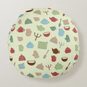 Kitchen pattern round pillow
