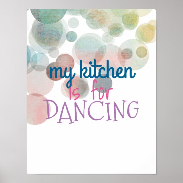 kitchen poster dancing quote colourful watercolor (Front)