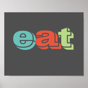kitchen poster eat colorful text on charcoal gray