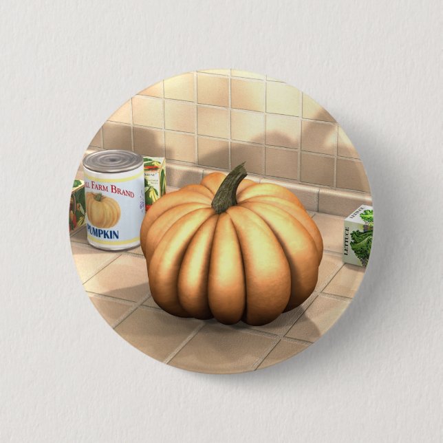Kitchen Pumpkin 2 Inch Round Button (Front)