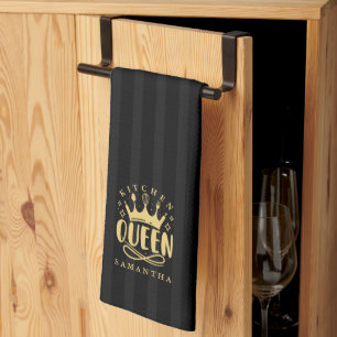 Kitchen Queen Gold Crown Custom Name Towel