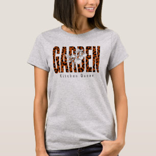 Kitchen Queen Leopard Print Garden Botanical T-Shirt