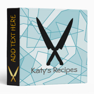 Kitchen Recipe Family Cookbook Crossed Gold Knife Binder