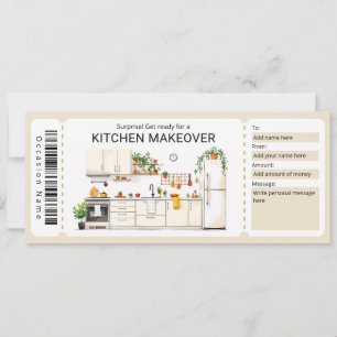 Kitchen Renovation Gift Certificate  Invitation