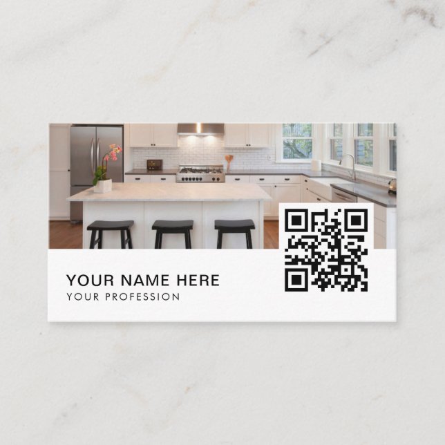 Kitchen Renovations Slogans Business Card QR Code  (Front)