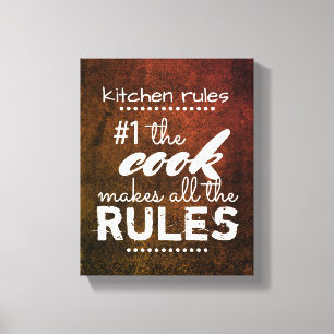kitchen rules  canvas wall art humour quote
