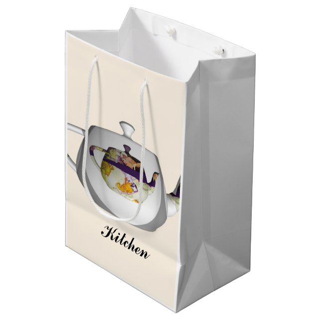 Kitchen Shower Double Teapot  Medium Gift Bag (Front Angled)