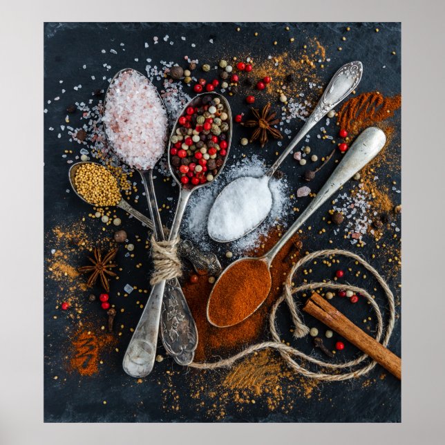 Kitchen spices and seasoning poster (Front)