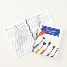 Kitchen Stuff Blue Recipe Spiral Notebook