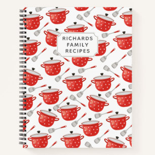 Kitchen Supplies Pattern Cookbook Family Recipe Notebook