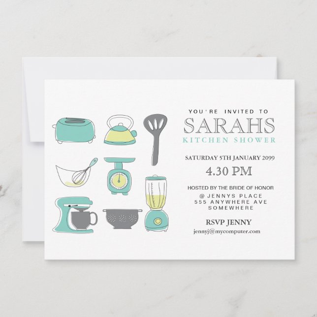 Kitchen Tea Bridal Shower Party Invite (Front)