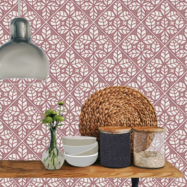  Kitchen tile, Rose Red and white leaf Tile (Rose  and white Ovate tile for kitchen backsplash.)