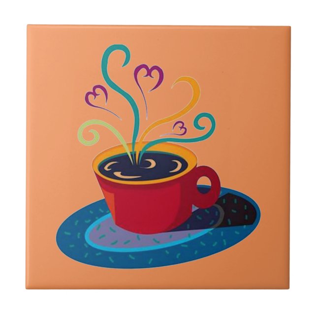 Kitchen Tile Trivet Coffee Cup Love Tea Bar Klatch (Front)