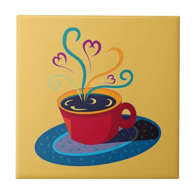 Kitchen Tile Trivet Coffee Cup Love Tea Bar Klatch (Front)