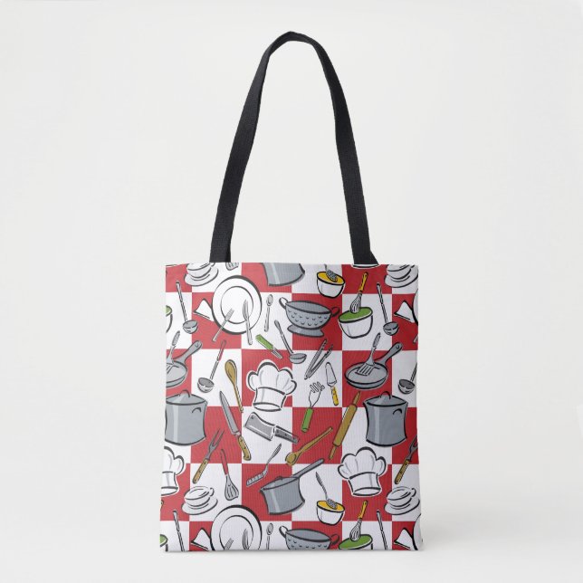 Kitchen Tools Check Tote Bag (Front)