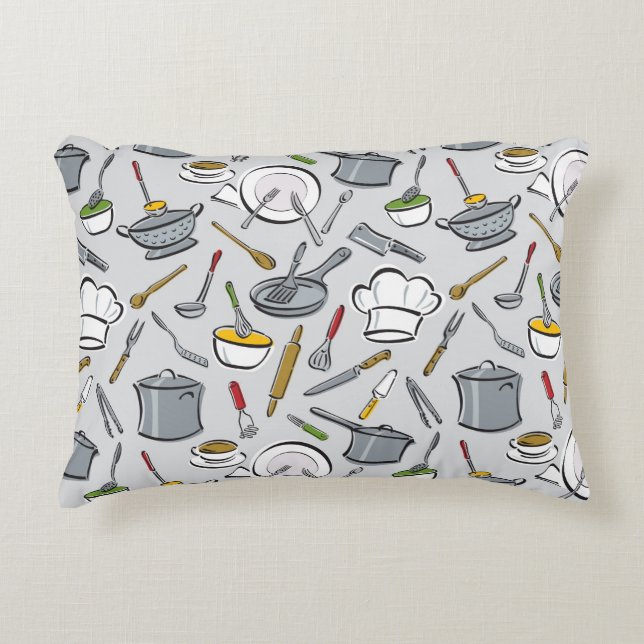 Kitchen Tools Pattern Accent Pillow (Front)