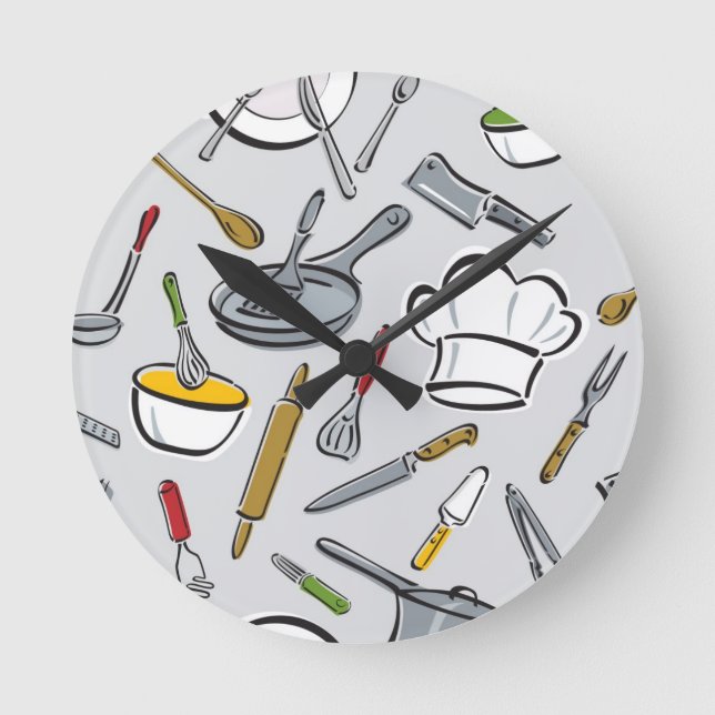 Kitchen Tools Pattern Round Clock (Front)